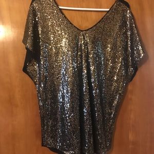 Gold sequin blouse black on back